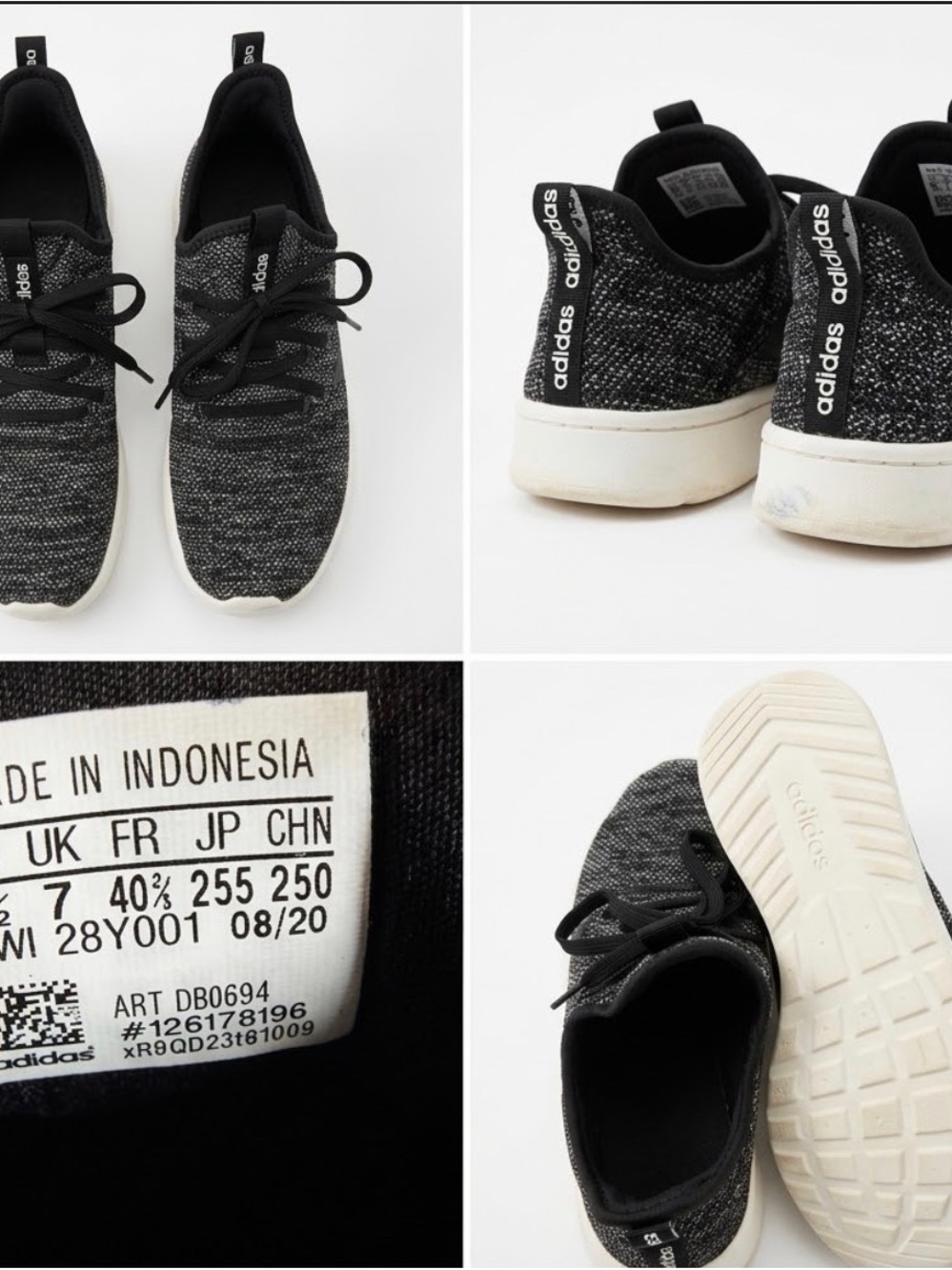 adidas Women’s Black and White Knit Slip-On Sneakers